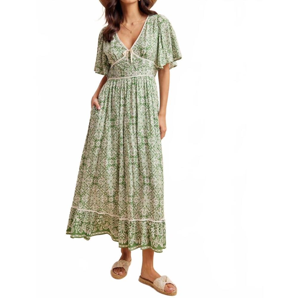 NEW IN-LOOM layla maxi dress in green